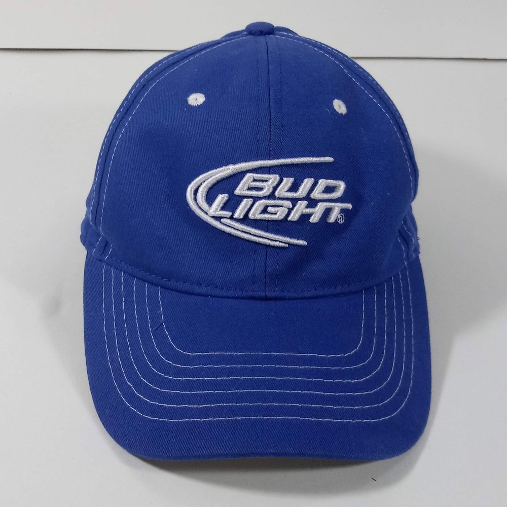 Blue & White Velcro Closure Bud Light Cap One Size